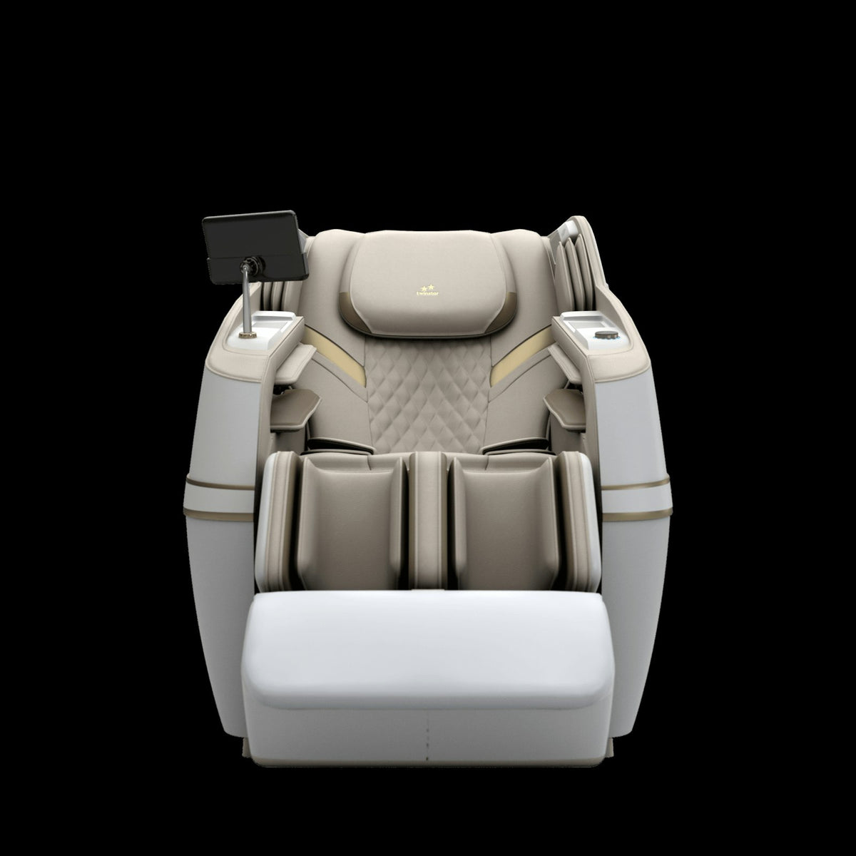 Massage chair photographed against a dark background